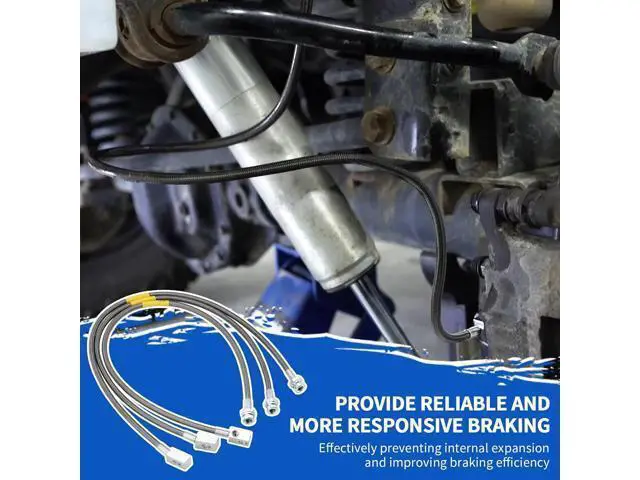 Alt view image 6 of 7 - 89715 Stainless Steel Brake Lines, Front and Rear Extended Brake Lines (89702 and 89703), for 4- to 6-inch lifts, compatible with 19872006 4WD Jeep Wrangler TJ, YJ, and XJ models, and 19842001 2WD/4