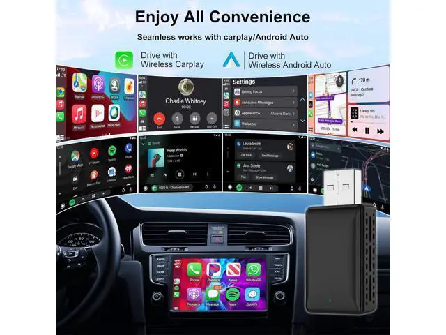 Alt view image 2 of 7 - 2-in-1 Wireless Carplay Adapter, Plug and Play Magic Link Carplay Stable and Fast Connection, Convert Factory Wired to Wireless Carplay Dongle/Android Car Adapter for 2016+ Cars, iPhone iOS 9+
