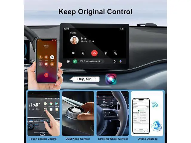 Alt view image 3 of 7 - 2-in-1 Wireless Carplay Adapter, Plug and Play Magic Link Carplay Stable and Fast Connection, Convert Factory Wired to Wireless Carplay Dongle/Android Car Adapter for 2016+ Cars, iPhone iOS 9+