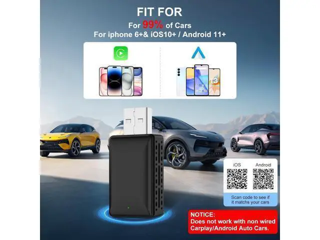 Alt view image 5 of 7 - 2-in-1 Wireless Carplay Adapter, Plug and Play Magic Link Carplay Stable and Fast Connection, Convert Factory Wired to Wireless Carplay Dongle/Android Car Adapter for 2016+ Cars, iPhone iOS 9+