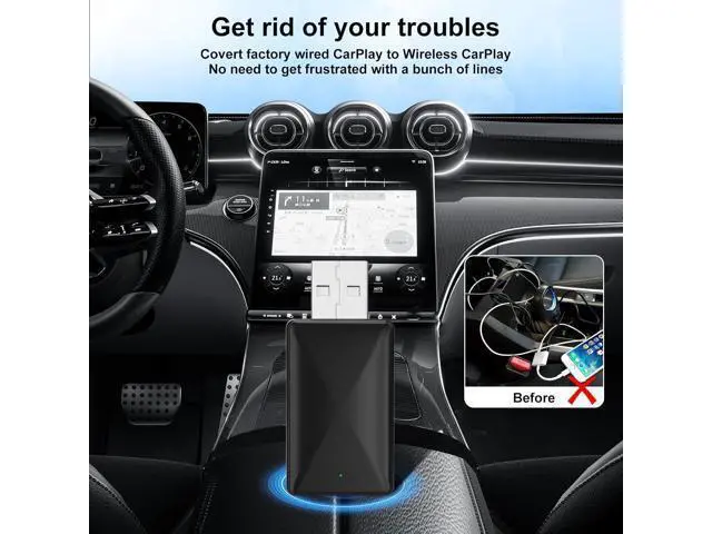 Alt view image 7 of 7 - 2-in-1 Wireless Carplay Adapter, Plug and Play Magic Link Carplay Stable and Fast Connection, Convert Factory Wired to Wireless Carplay Dongle/Android Car Adapter for 2016+ Cars, iPhone iOS 9+