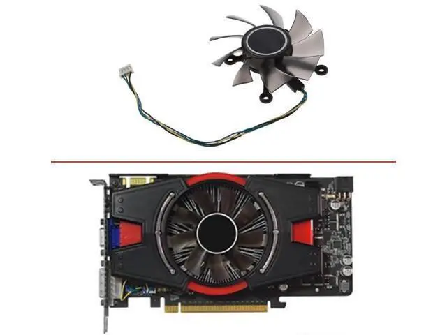 Alt view image 5 of 6 - Graphics Card Cooling Fans Suitable forASUS R9 250X GTX 460 550 550TI 650 750 HD 6850 7770 7850 EAH 5830 8600 9800 Series Desktop R128015BU 75mm 12V 0.5A 4Pin Video Card Cooler Fans GPU Fan