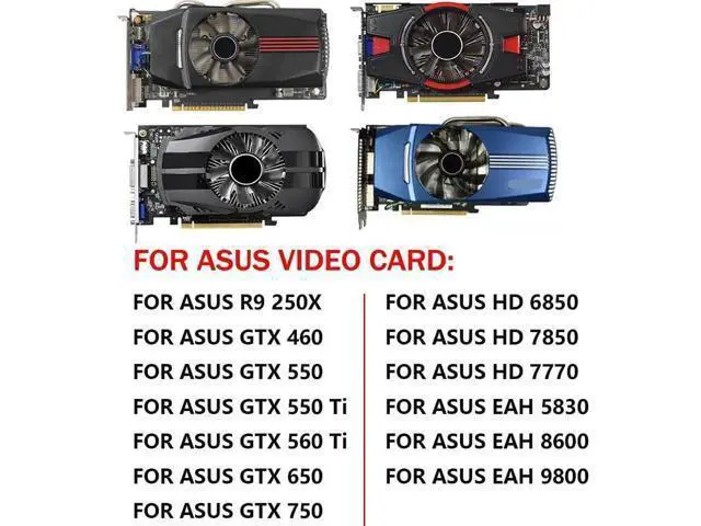 Alt view image 3 of 6 - Graphics Card Cooling Fans Suitable forASUS R9 250X GTX 460 550 550TI 650 750 HD 6850 7770 7850 EAH 5830 8600 9800 Series Desktop R128015BU 75mm 12V 0.5A 4Pin Video Card Cooler Fans GPU Fan