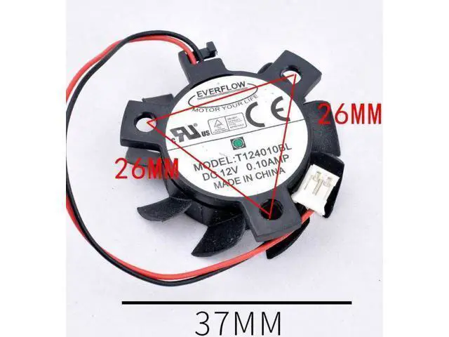 Alt view image 3 of 4 - T124010BL diameter 37mm hole pitch 26mm 12V 0.10A dual ball router heat sink cooling fan