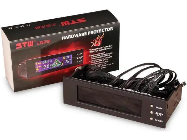 Alt view image 3 of 3 - 5.25inch 12V PC Computer Fan Controller 3 Fan Speed Controller Temperature Sensor LCD Digital Display Front Panel for PC