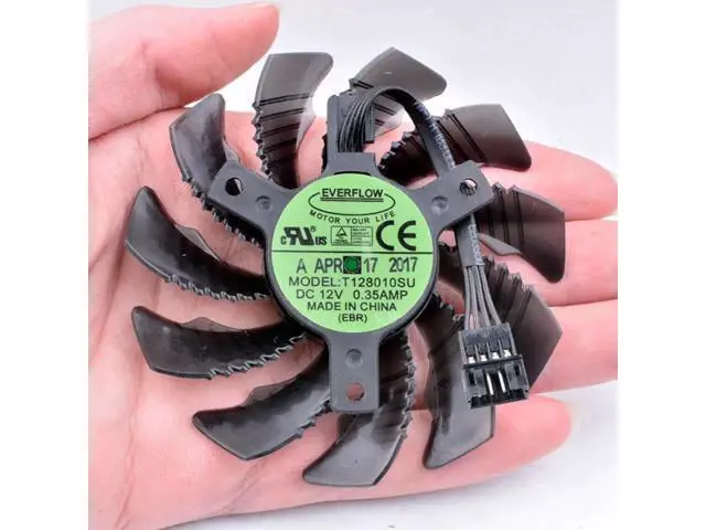 Alt view image 2 of 3 - EVERFLOW T128010SU 12V 0.35A GTX1050 1060 1070 1080 N970 graphics card cooling fan