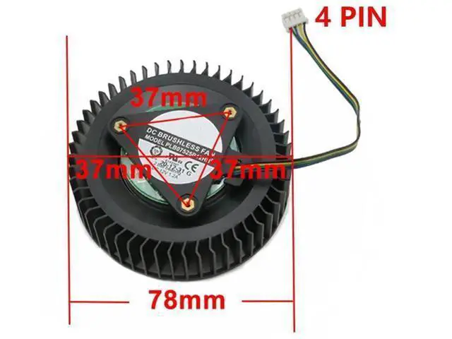 Alt view image 5 of 6 - Graphics Card Cooling Fans Suitable forASUS Turbo RTX 1660 2060 2060S 2070 2070S 2080 2080S 2080Ti Series Desktop PLB07525B12HH 78mm 12V 1.2A 4Pin Video Card Cooler Fans GPU Fan