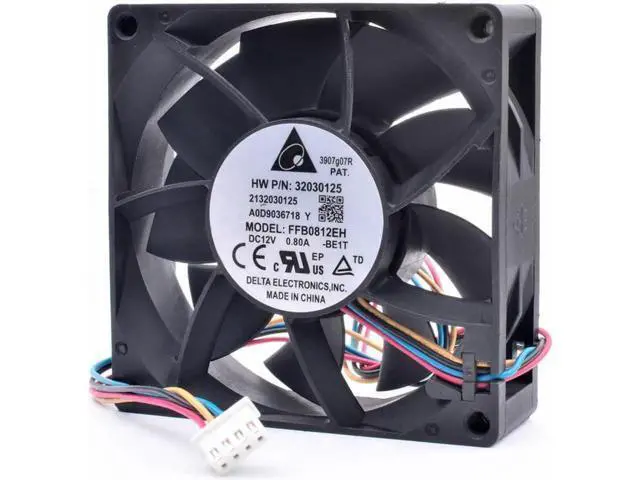 Alt view image 2 of 4 - FFB0812EH 8cm 8025 80x80x25mm 80mm fan 12V 0.80A 4 line server large air volume cooling fan