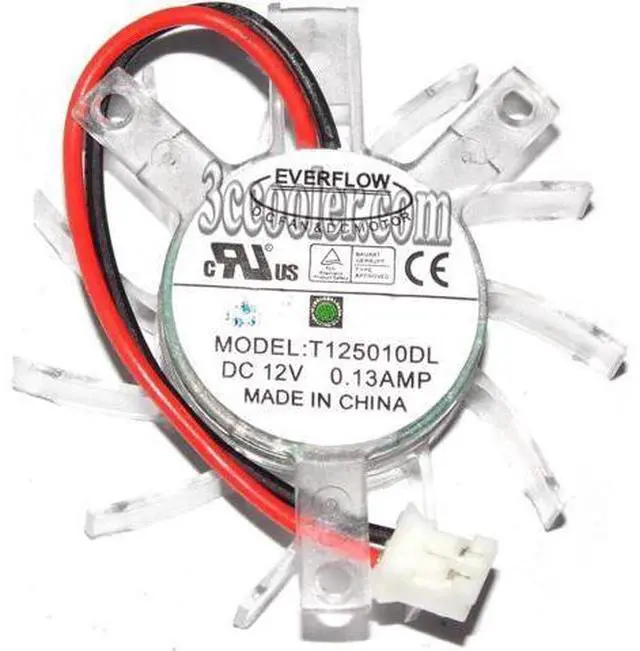 Main image of for EVERFLOW T125010DL 12V 0.13A 2 Wires 2 Pins Connector For HD3650 Graphic card Fan,VGA Fan,Cooling Fan