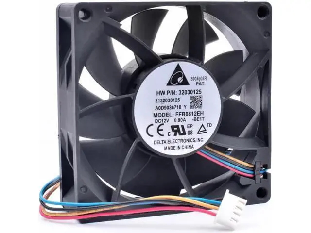 Alt view image 4 of 4 - FFB0812EH 8cm 8025 80x80x25mm 80mm fan 12V 0.80A 4 line server large air volume cooling fan