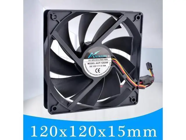 Alt view image 6 of 6 - 12cm 120mm cooling fan ANCHAOPU 120x120x25mm DC12V 0.10A 3 wires D type plug Quiet cooling fan for chassis and power supply