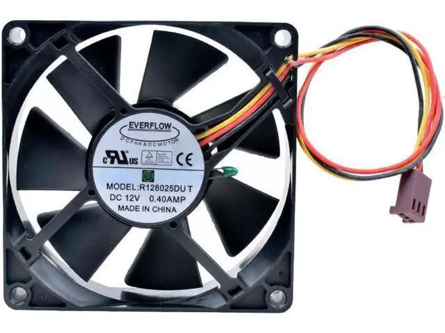 Alt view image 2 of 4 - R128025DU T 8cm 80mm fan 80x80x25mm DC12V 0.40A 3 lines Resistance temperature controlled cooling fan for chassis power supply