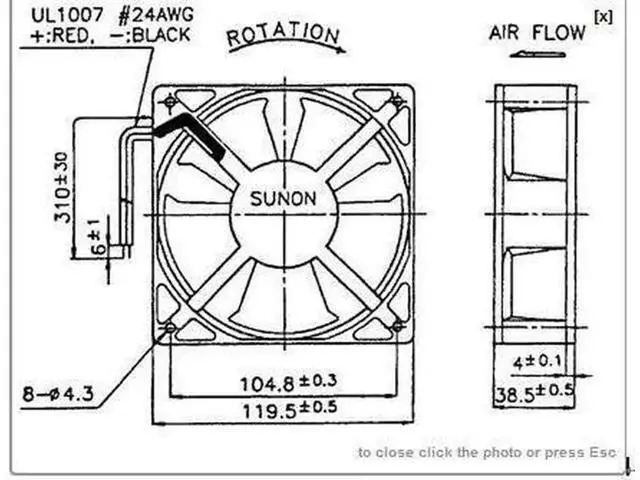Alt view image 2 of 2 - KD2412PMBX-6A 24V 6.7W 12CM 12038 converter cooling fan Cooling fan