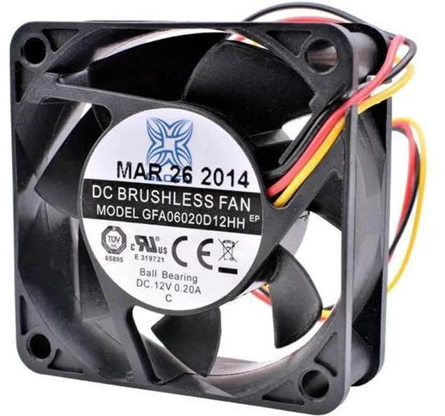 Alt view image 3 of 4 - GFA06020D12HH 6cm 60mm fan 60x60x20mm 6020 12V 0.20A 3-wire speed monitoring double ball bearing large air volume cooling fan
