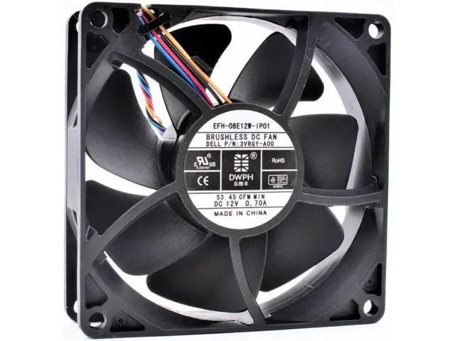 Alt view image 3 of 4 - EFH-08E12W-IP01 3VRGY-A00 8cm 8025 80mm fan DC12V 0.70A server CPU large air volume cooling fan