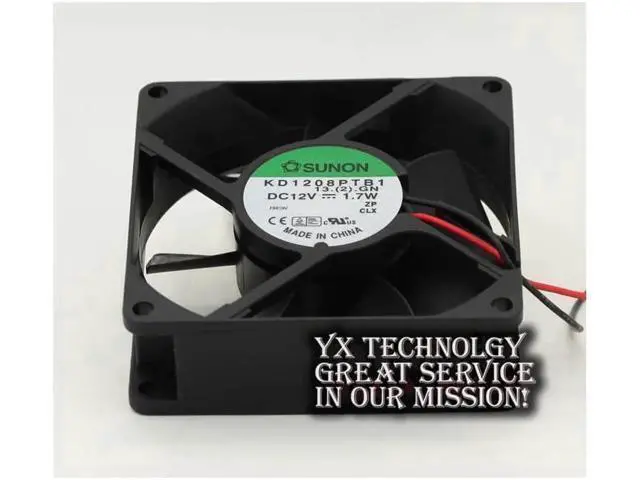 Alt view image 2 of 6 - KD1208PTB1 8025 12V 1.7W 2 wire 8CM double ball fan cooling fan SUNON