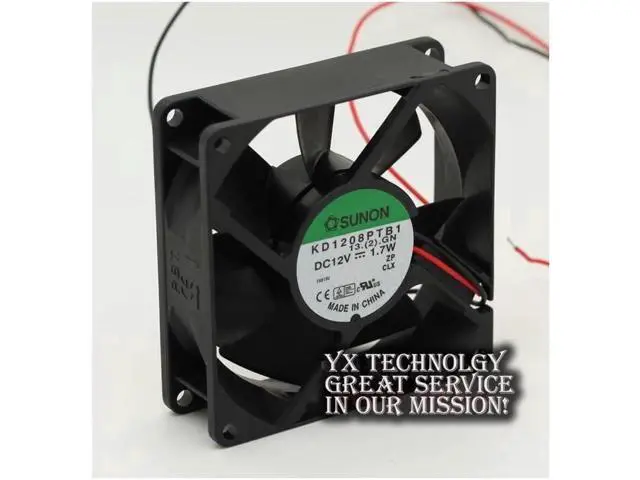 Alt view image 6 of 6 - KD1208PTB1 8025 12V 1.7W 2 wire 8CM double ball fan cooling fan SUNON