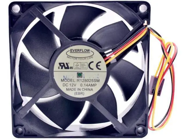 Alt view image 3 of 5 - R128025SM 8cm 80mm fan 80x80x25mm DC12V 0.14A 3 lines 3pin speed monitoring quiet chassis power supply CPU cooling fan