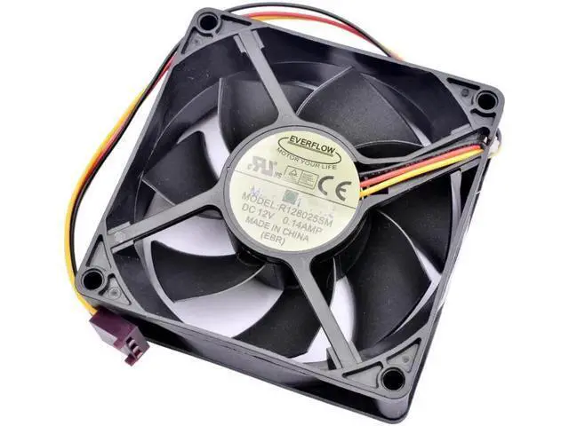 Alt view image 4 of 5 - R128025SM 8cm 80mm fan 80x80x25mm DC12V 0.14A 3 lines 3pin speed monitoring quiet chassis power supply CPU cooling fan