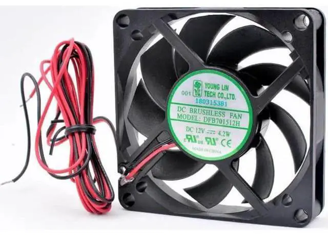 Alt view image 3 of 4 - DFB701512H 7cm 70mm fan 70x70x15mm DC12V 4.2w 2 wires 2 balls Cooling fan with large air volume for chassis power supply