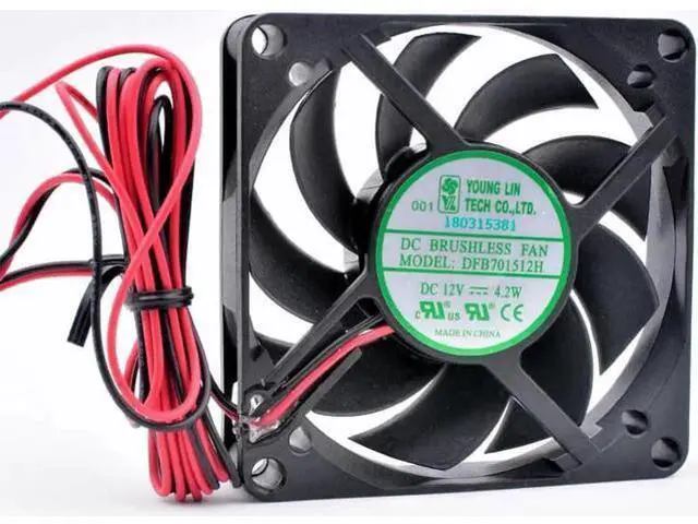 Alt view image 4 of 4 - DFB701512H 7cm 70mm fan 70x70x15mm DC12V 4.2w 2 wires 2 balls Cooling fan with large air volume for chassis power supply