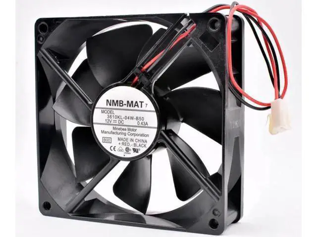 Alt view image 2 of 4 - 3610KL-04W-B50 9cm 92mm fan 92x92x25mm DC12V 0.43A 2 wires 2pin double balls large air volume cooling fan for UPS power supply