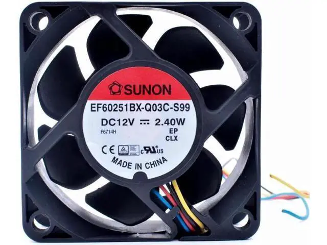 Alt view image 2 of 5 - EF60251BX-Q03C-S99 6cm 6025 60x60x25mm 60mm fan DC12V 2.40W 4 lines pwm computer case CPU cooling fan