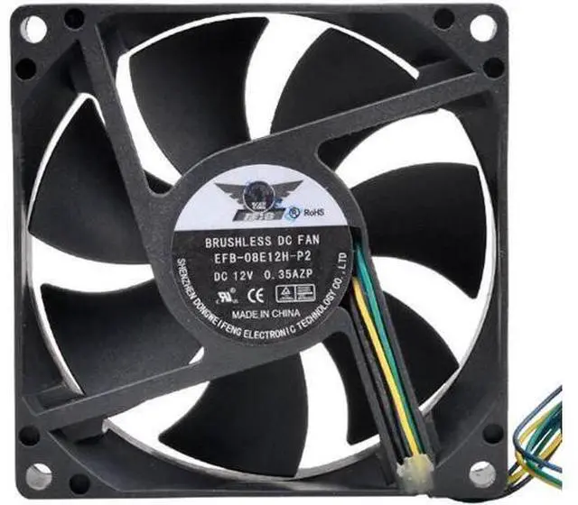 Alt view image 4 of 5 - EFB-08E12H-P2 8cm 80mm fan 80x80x25mm DC12V 0.35A 4pin cooling fan for computer CPU