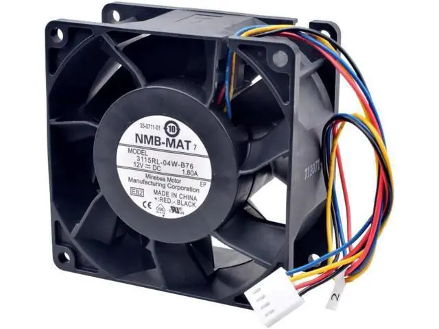 Alt view image 4 of 5 - 3115RL-04W-B76 80mm fan 8cm 80x80x38mm DC12V 1.60A 4 lines High speed cooling fan for server case