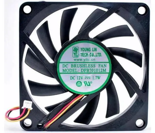 Main image of DFB701012M 7cm 70mm fan 70x70x10mm DC12V 1.7W 3 wires, double ball bearings, cooling fan for chassis power supply CPU
