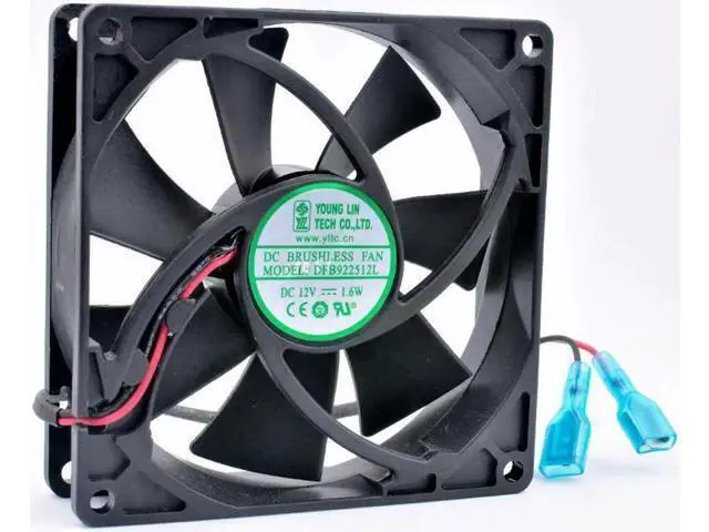 Alt view image 3 of 4 - DFB922512L 92mm fan 92x92x25mm DC12V 1.6W 2 wires, double ball bearings, cooling fan for chassis power supply CPU