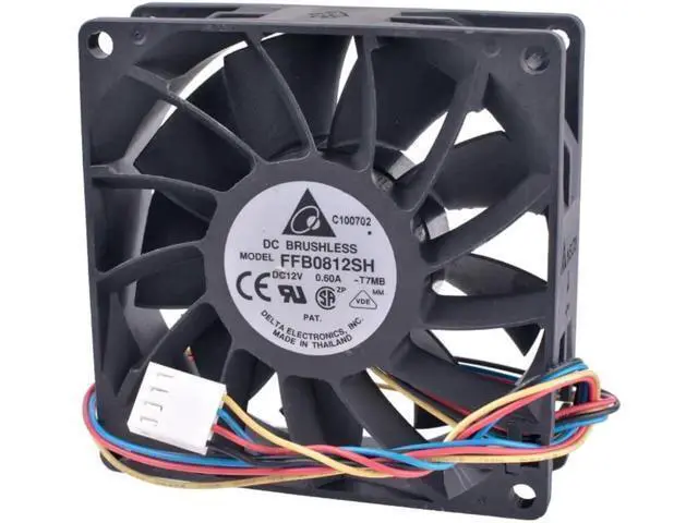 Alt view image 4 of 4 - FFB0812SH 8cm 8025 80mm fan 12V 0.60A 4-wire pwm high volume booster cooling fan