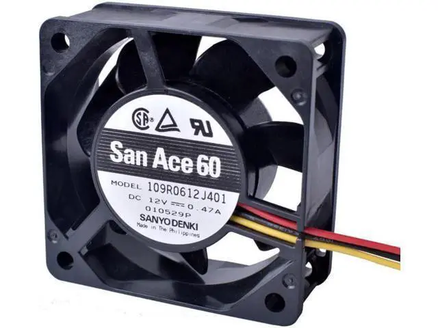 Alt view image 3 of 6 - 109R0612J401 60mm fan 6025 60x60x25mm 12V 0.47A Double ball bearing large air volume cooling fan