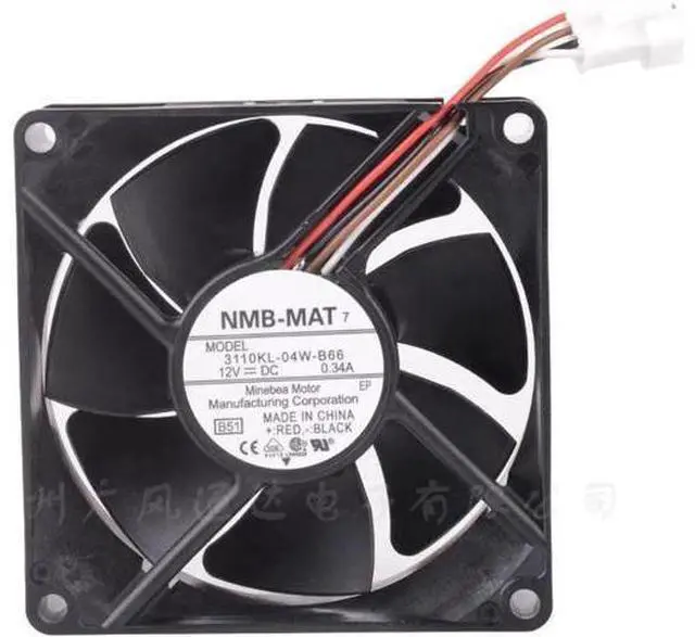Main image of 3110KL-04W-B66 80mm fan 80x80x25mm 8025 DC12V 0.34A 4-wire cooling fan for refrigerator and freezer