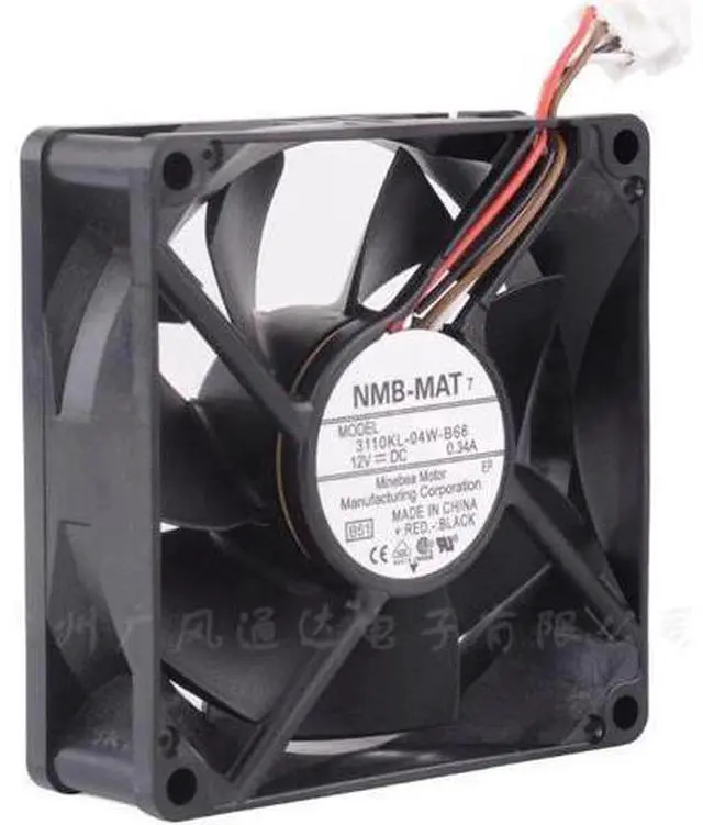 Alt view image 5 of 6 - 3110KL-04W-B66 80mm fan 80x80x25mm 8025 DC12V 0.34A 4-wire cooling fan for refrigerator and freezer