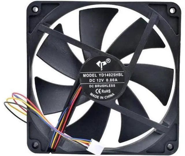 Alt view image 4 of 5 - YD14025HBL 14cm 140mm fan 140x140x25mm DC12V 0.80A 4pin pwm high airflow cooling fan for case power supply
