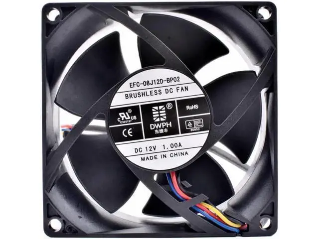Alt view image 2 of 5 - DWPH EFC-08J12D-BP02 8cm 8032 80mm fan 80x80x32mm DC12V 1.00A power switch server 4 lines of cooling fan