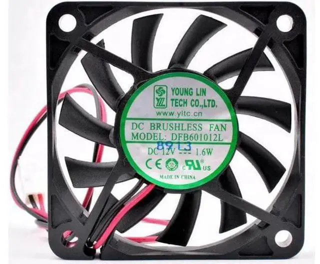 Alt view image 4 of 5 - DFB601012L 6cm 60mm fan 60x60x10mm DC12V 1.6W 2pin 2 ball bearings suitable for chassis power charger cooling fan