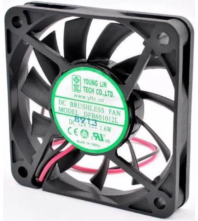 Alt view image 2 of 5 - DFB601012L 6cm 60mm fan 60x60x10mm DC12V 1.6W 2pin 2 ball bearings suitable for chassis power charger cooling fan