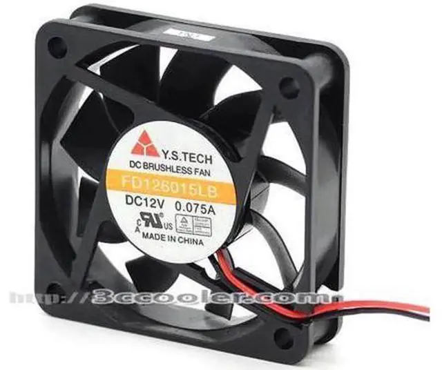 Main image of for Y.S.TECH 60*15mm FD126015LB 12V 0.075A 15.2CFM 2 Wires 6CM Case Fan cooling fan