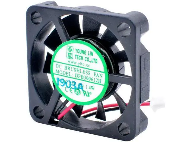 Alt view image 2 of 5 - DFB300612H 3cm 30mm fan 30x30x6mm DC12V 1.4W 2 wires double ball bearings miniature ultra-thin cooling fan for router projectors