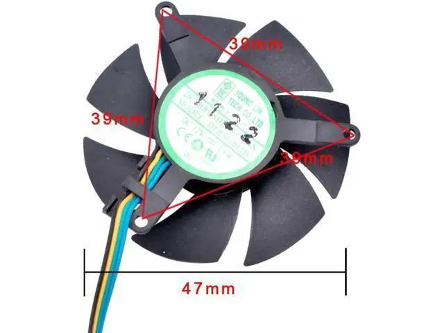 Alt view image 4 of 4 - DFB501012H 47mm diameter, 39mm hole pitch, DC12V 1.6W, 4 lines, cooling fan for soft router cooling aluminum sheet graphics card