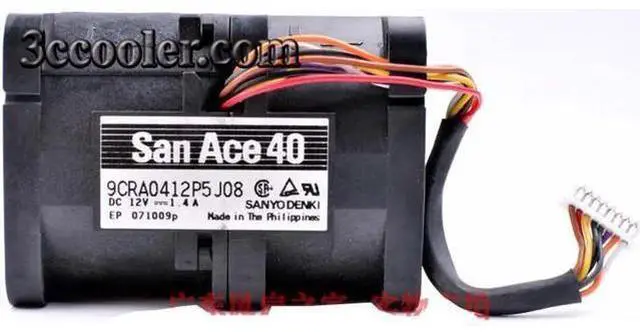 Alt view image 5 of 5 - for 40mm Server Cooling San Ace40 9CRA0412P5J08 4cm 4056 12V 1.4A 8 wires 8 pins Cooling Fan