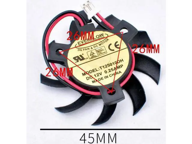 Alt view image 2 of 3 - T125010DH diameter 45mm hole pitch 26mm DC12V 0.25A router heat sink cooling fan