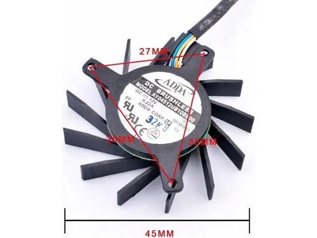 Alt view image 2 of 3 - AY04512UB10BB00 12V 0.22A 45mm 35x35x27mm 4 lines cooling fan for soft router cooling aluminum graphics card