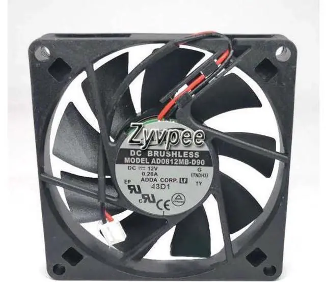 Main image of for 80mm CPU Cooling AD0812MB-D90 12V 0.20A 2 Wire 2 Pins Case Fan 80x15mm