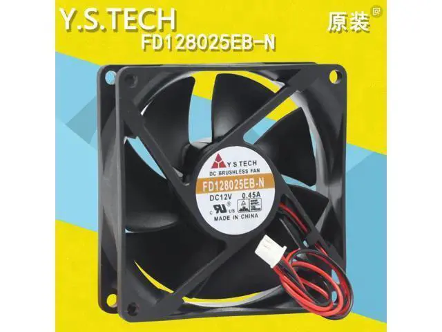 Alt view image 2 of 5 - for 80MM Power CPU Cooling FD128025EB-N 12V 0.45A 2 Wires 2 Pins Case Fan 80*25mm