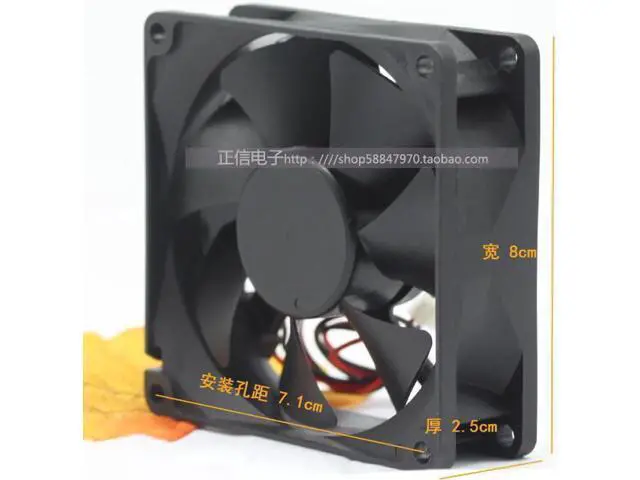 Alt view image 4 of 5 - for 80MM Power CPU Cooling FD128025EB-N 12V 0.45A 2 Wires 2 Pins Case Fan 80*25mm