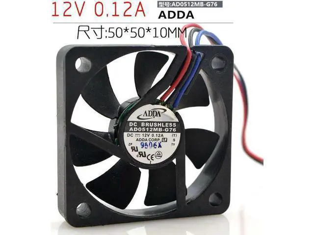Alt view image 2 of 5 - for 50MM CPU Cooling AD0512MB-G70 Dual balls bearing 12V 0.07A 3 Wires 3 Pins Case Fan