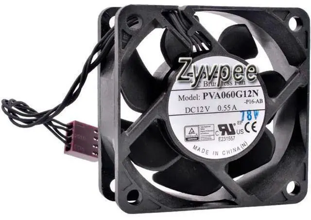 Main image of for 60mm 6025 Zyvpee PVA060G12N -P16-AB 12V 0.55A 4Wires 4 Pins 6cm Chassis CPU Cooling Fan